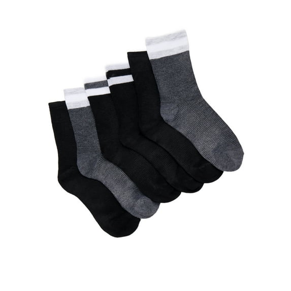 No Boundaries Fashion Waffle Mid-Crew Socks, 6-Pack, Women's