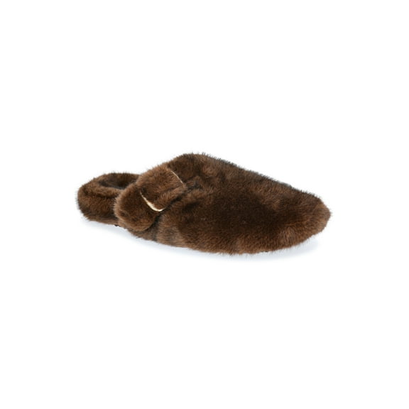No Boundaries Women's Faux Fur Buckle Clog Slippers