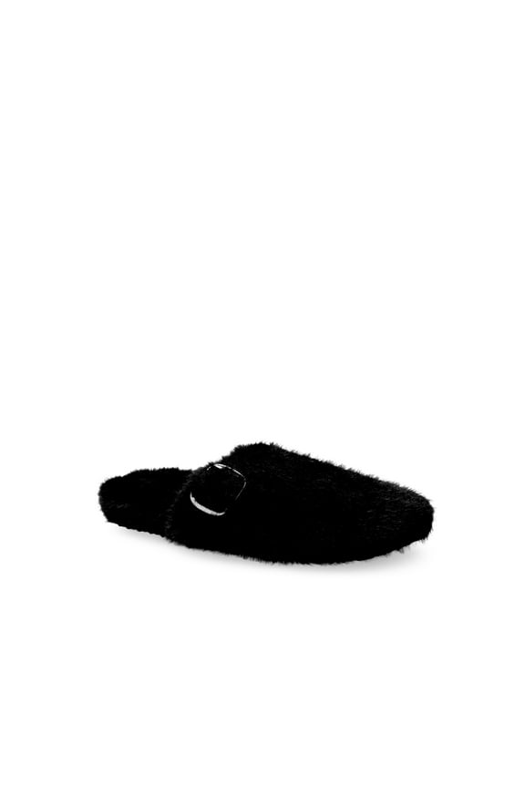 Women's Faux Fur Buckle Clog Slippers