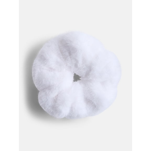 No Boundaries Faux Fur Scrunchy Hair Tie, Ivory