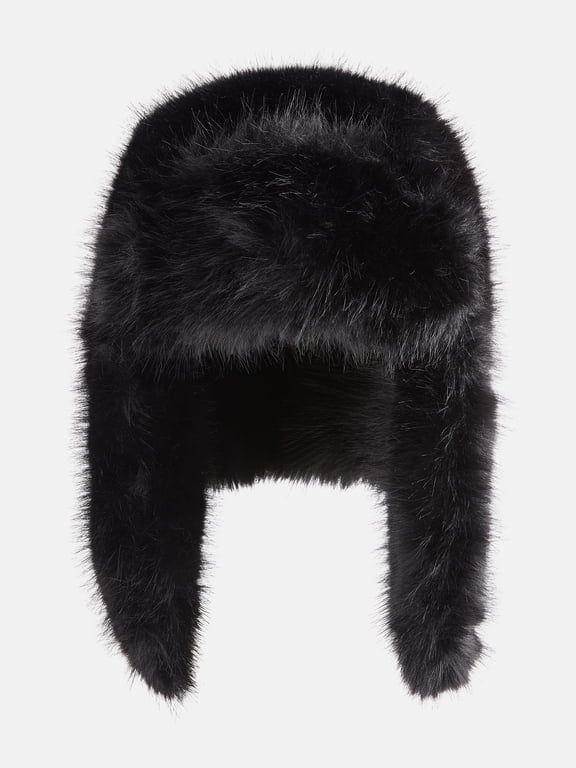 Faux Fur Trapper Hat, Women's, Black Soot