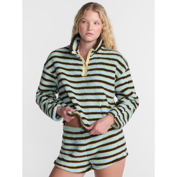 No Boundaries Faux Shearling Plush Pullover, Women's & Women’s Plus XXS-4X