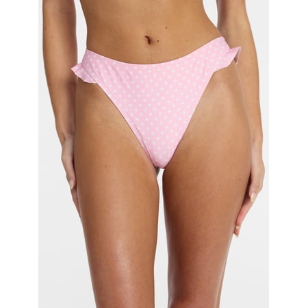 No Boundaries Femme Polka Dot Ruffle Bikini Bottoms, Women’s XXS-XXL