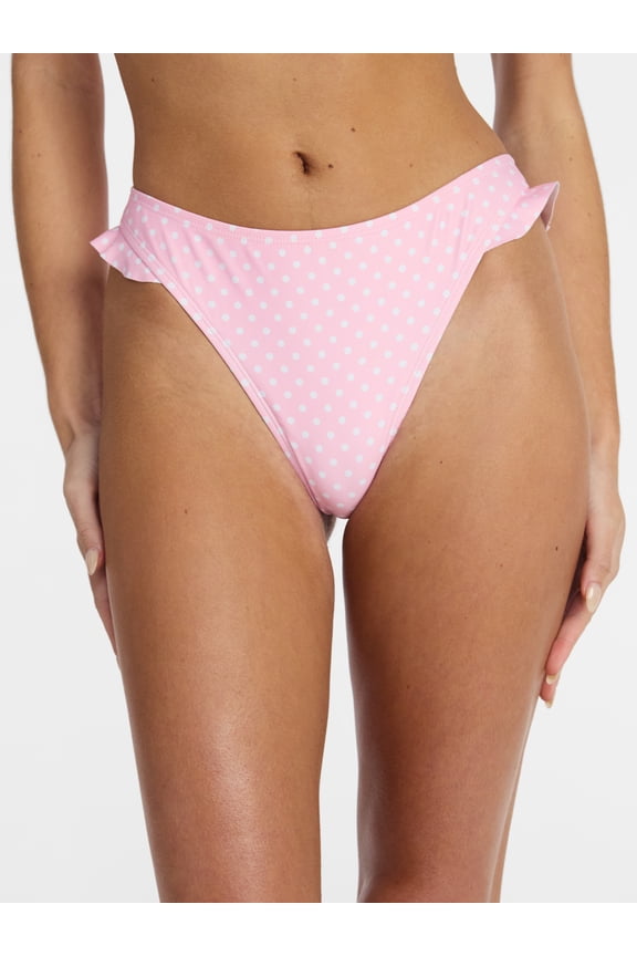 Femme Polka Dot Ruffle Bikini Bottoms, Women’s XXS-XXL