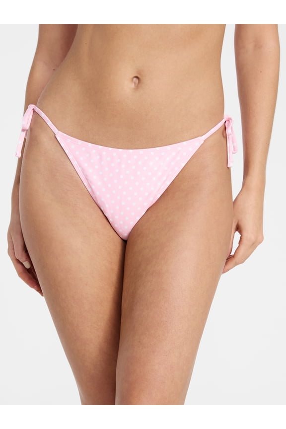 Femme Polka Dot Print Side Tie Bikini Bottoms, Women’s XXS-XXL