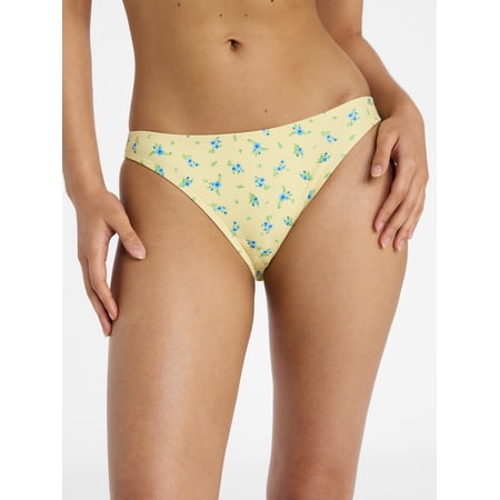 No Boundaries Femme Floral Print High Cut Bikini Bottoms, Women’s XXS-XXL