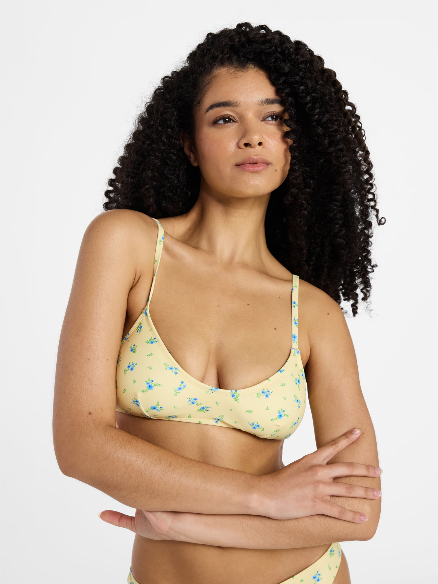 No Boundaries Femme Floral Bralette Bikini Top, Women's XXS-XXL