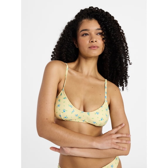 No Boundaries Femme Floral Bralette Bikini Top, Women's XXS-XXL