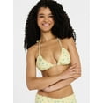 thumbnail image 1 of No Boundaries Femme Floral Print Triangle Bikini Top with Lettuce Edge, Women’s XXS-XXL, 1 of 4