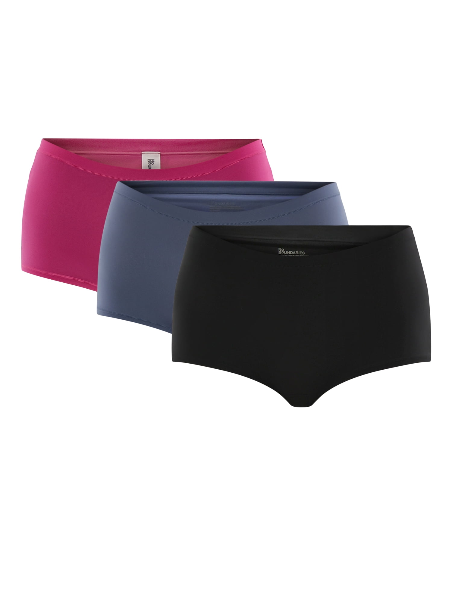No Boundaries Women's Fit Stretch Boyshort Panties 3-Pack, Sizes XS-3XL