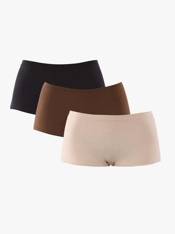Fit Stretch Boyshort Panties, 3-Pack, Women's XS-XXXL