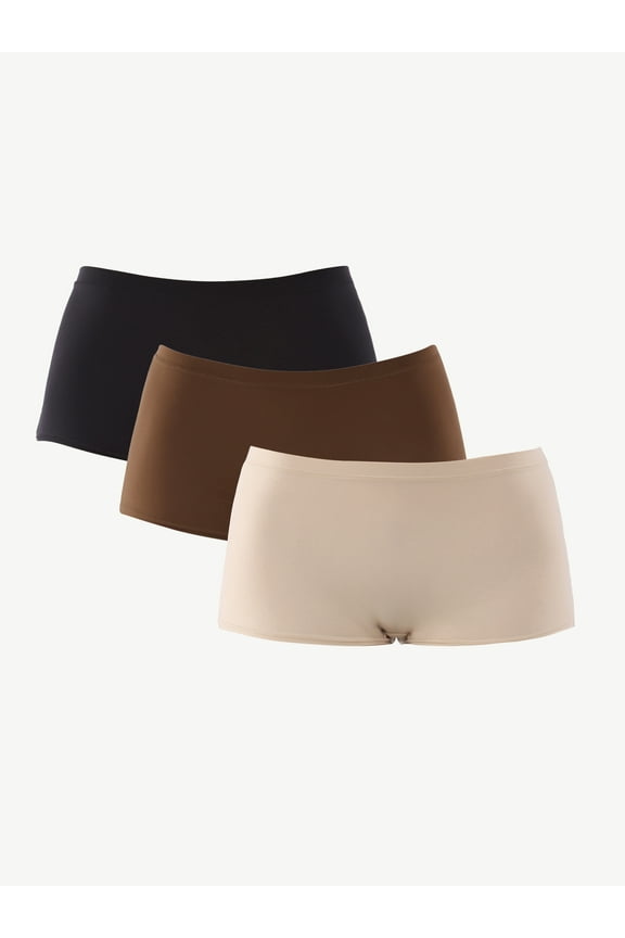 Women's Fit Stretch Boyshort Panties 3-Pack, Sizes XS-3XL