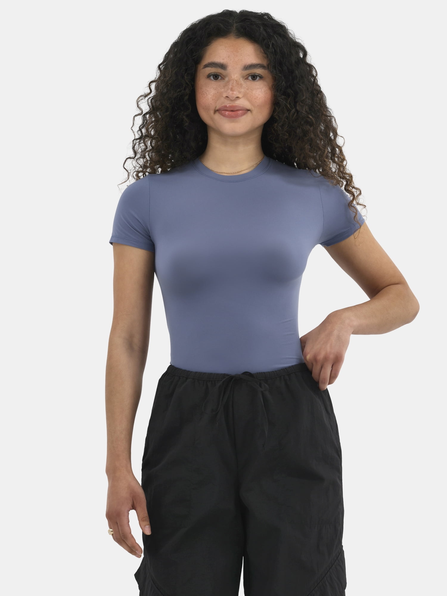 No Boundaries Fit Stretch Tee with Short Sleeves, Women's XS-XXXL