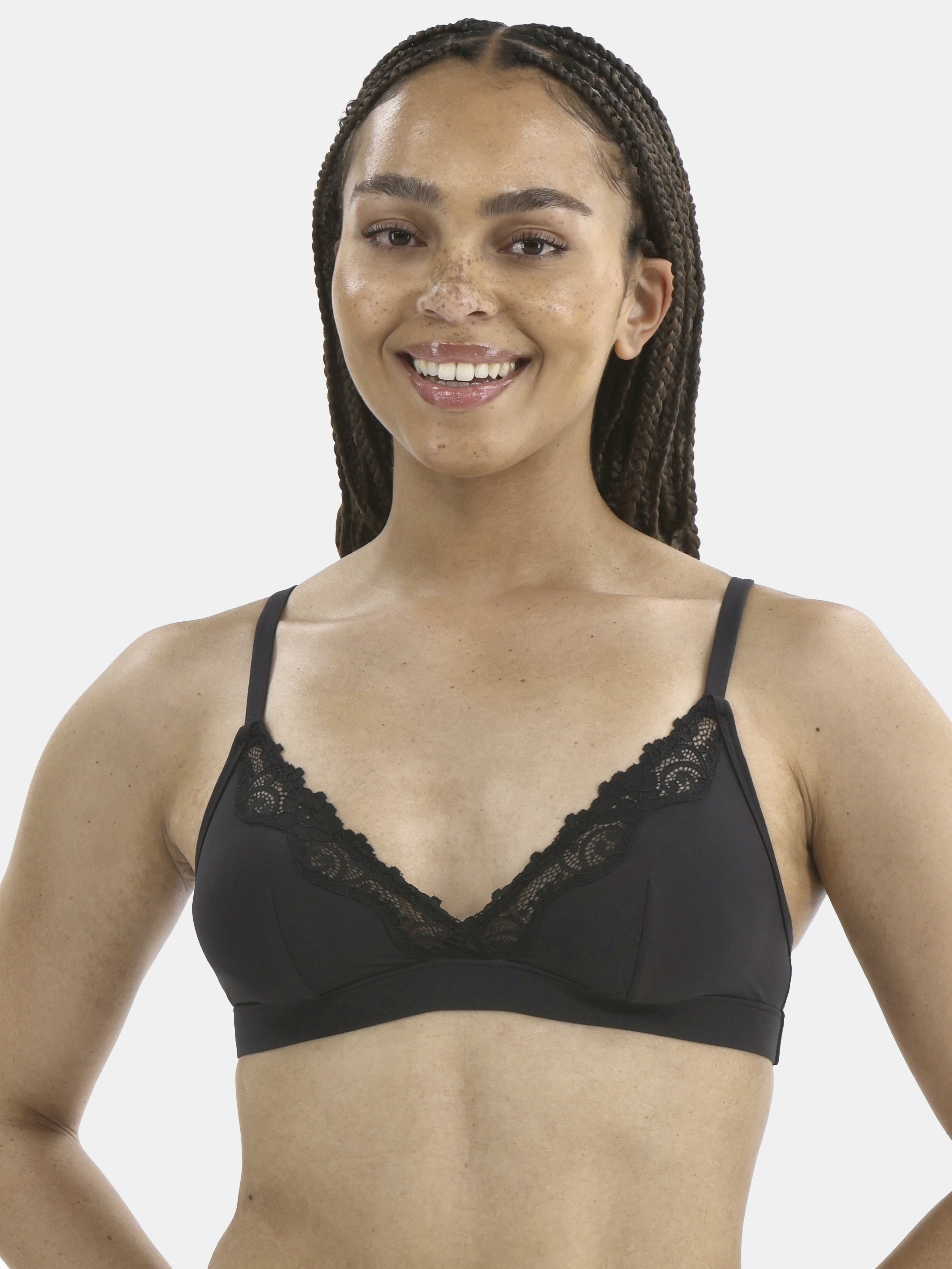 No Boundaries Fit Stretch Triangle Bralette with Lace, Women's XS-3XL