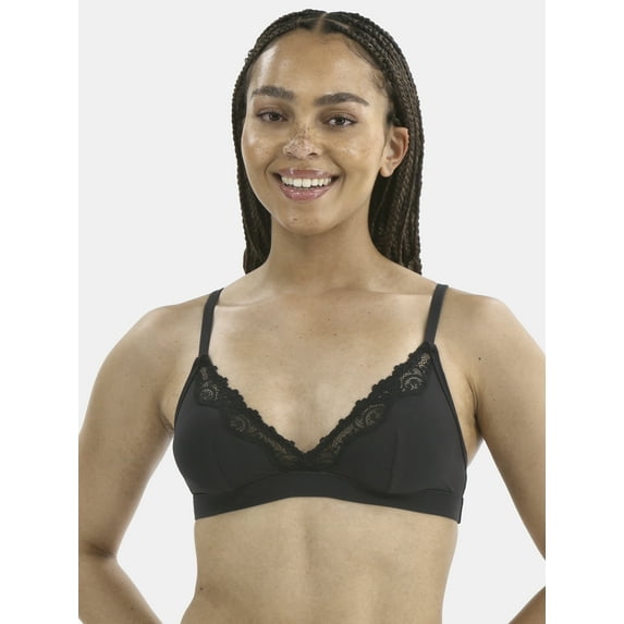 No Boundaries Fit Stretch Triangle Bralette with Lace, Women's XS-3XL