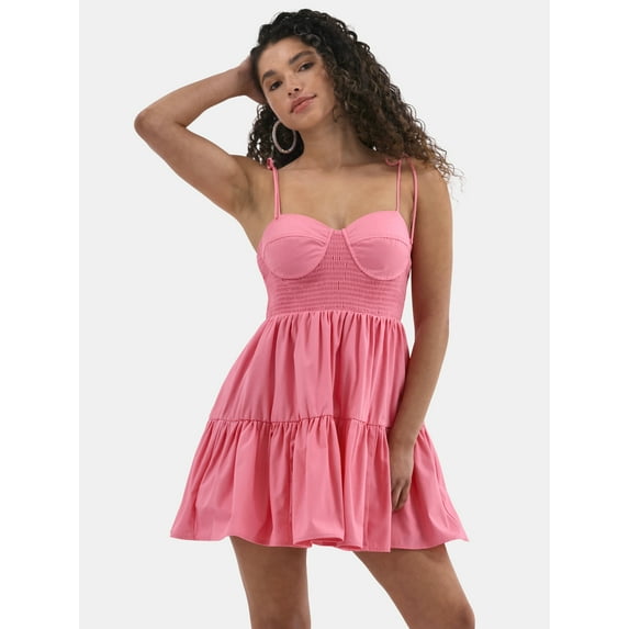 No Boundaries Fit and Flare Corset Dress with Bow Straps, Women's