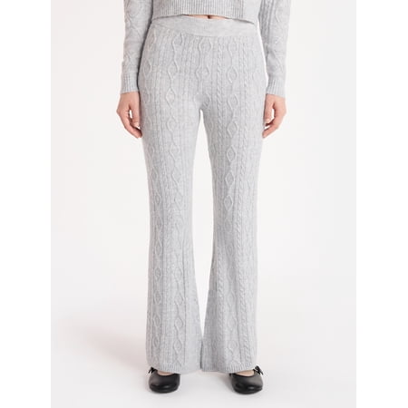 No Boundaries Cable Knit Flare Sweater Pants, 29.5'' Inseam, Women's