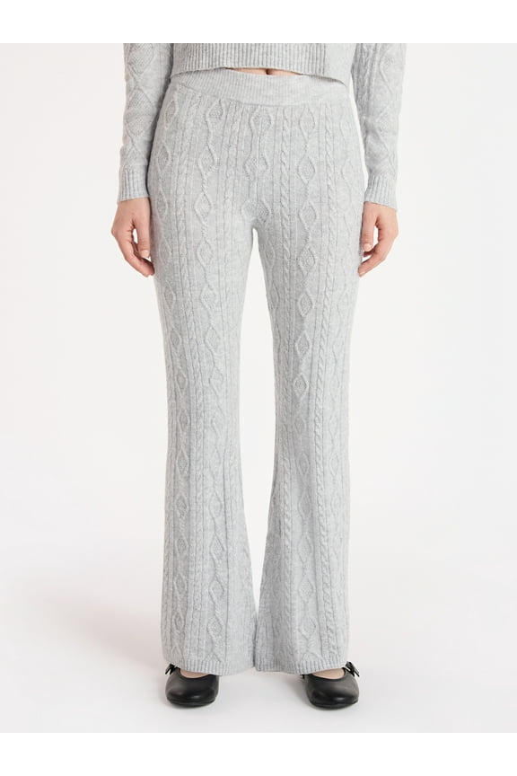 Cable Knit Flare Sweater Pants, 29.5'' Inseam, Women's