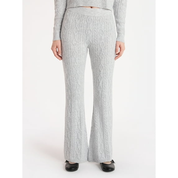 No Boundaries Cable Knit Flare Sweater Pants, 29.5'' Inseam, Women's
