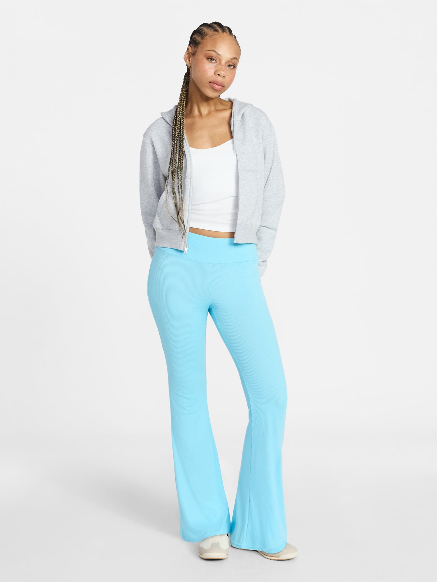 No Boundaries Ribbed Knit Flare Pants, Women's XXS-XXL