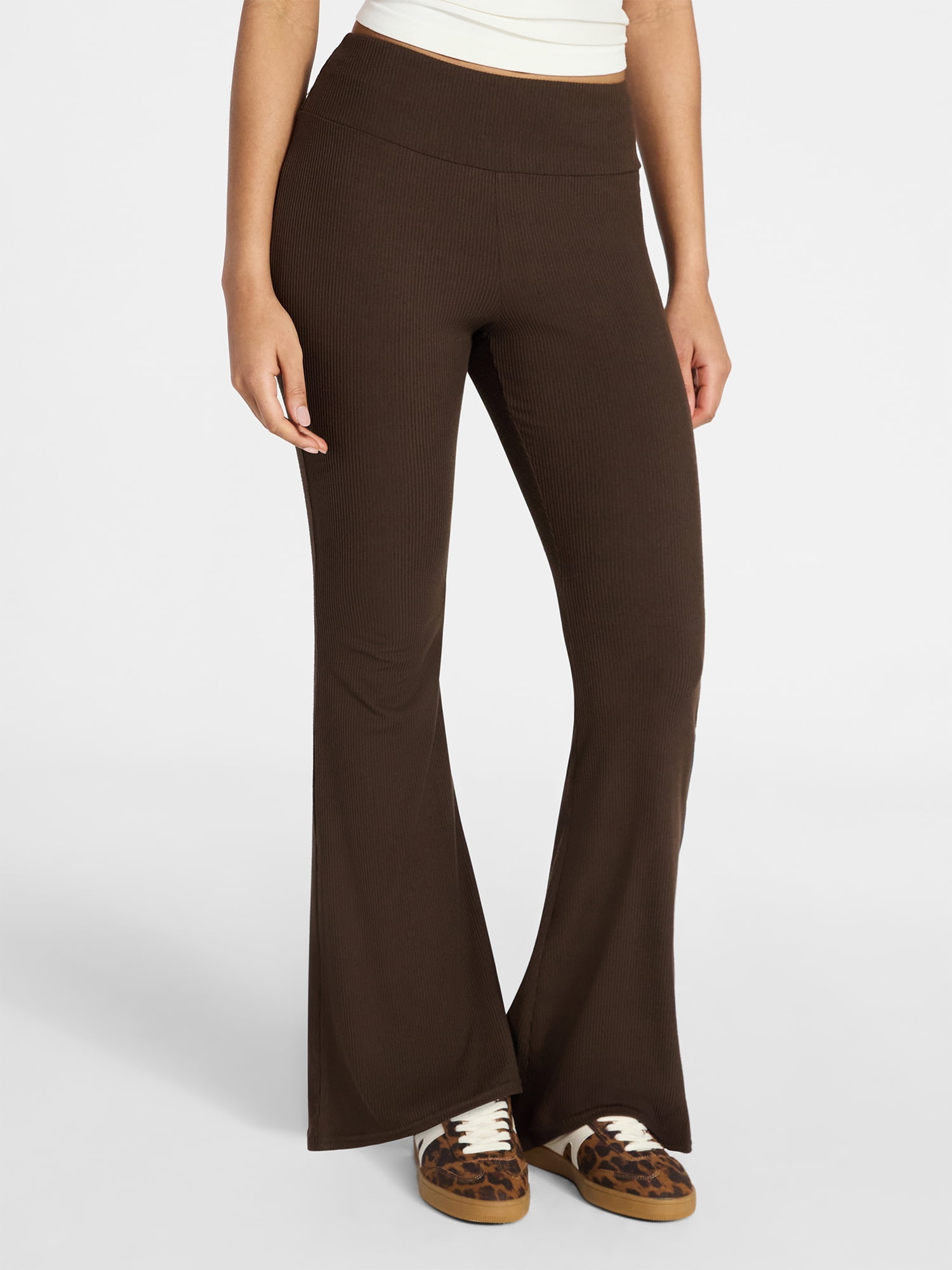 No Boundaries Ribbed Knit Flare Pants, Women's XXS-XXL