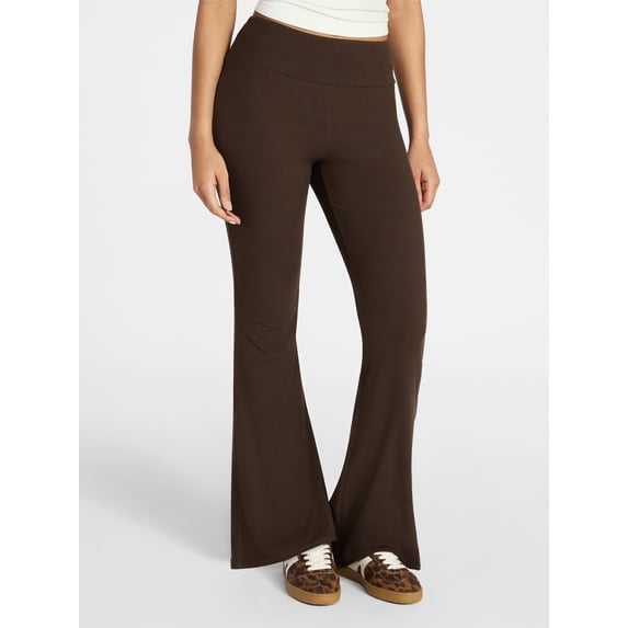 No Boundaries Ribbed Knit Flare Pants, Women's XXS-XXL