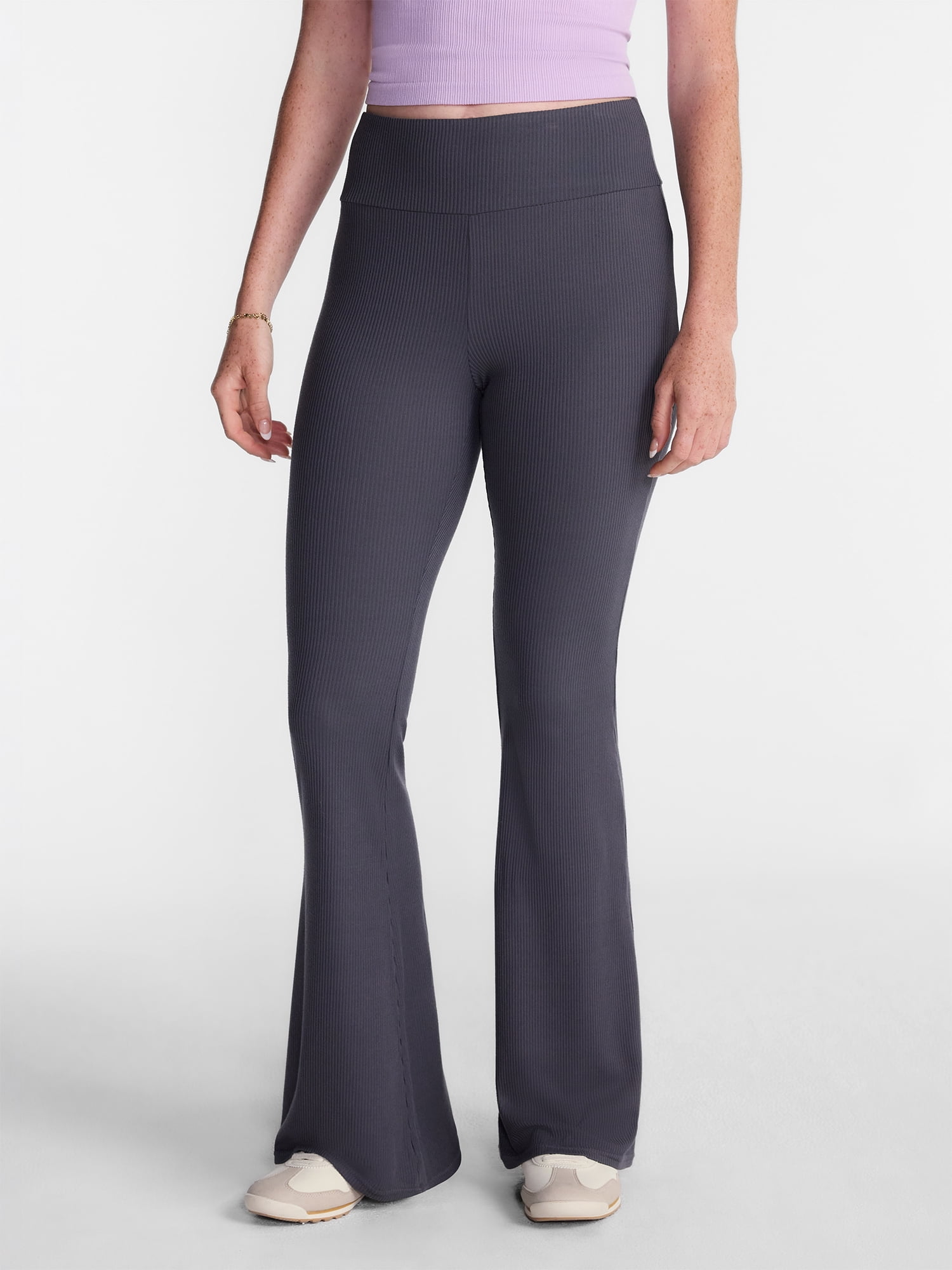 No Boundaries Ribbed Flare Pants, 32" Inseam, Women's XS-XXL