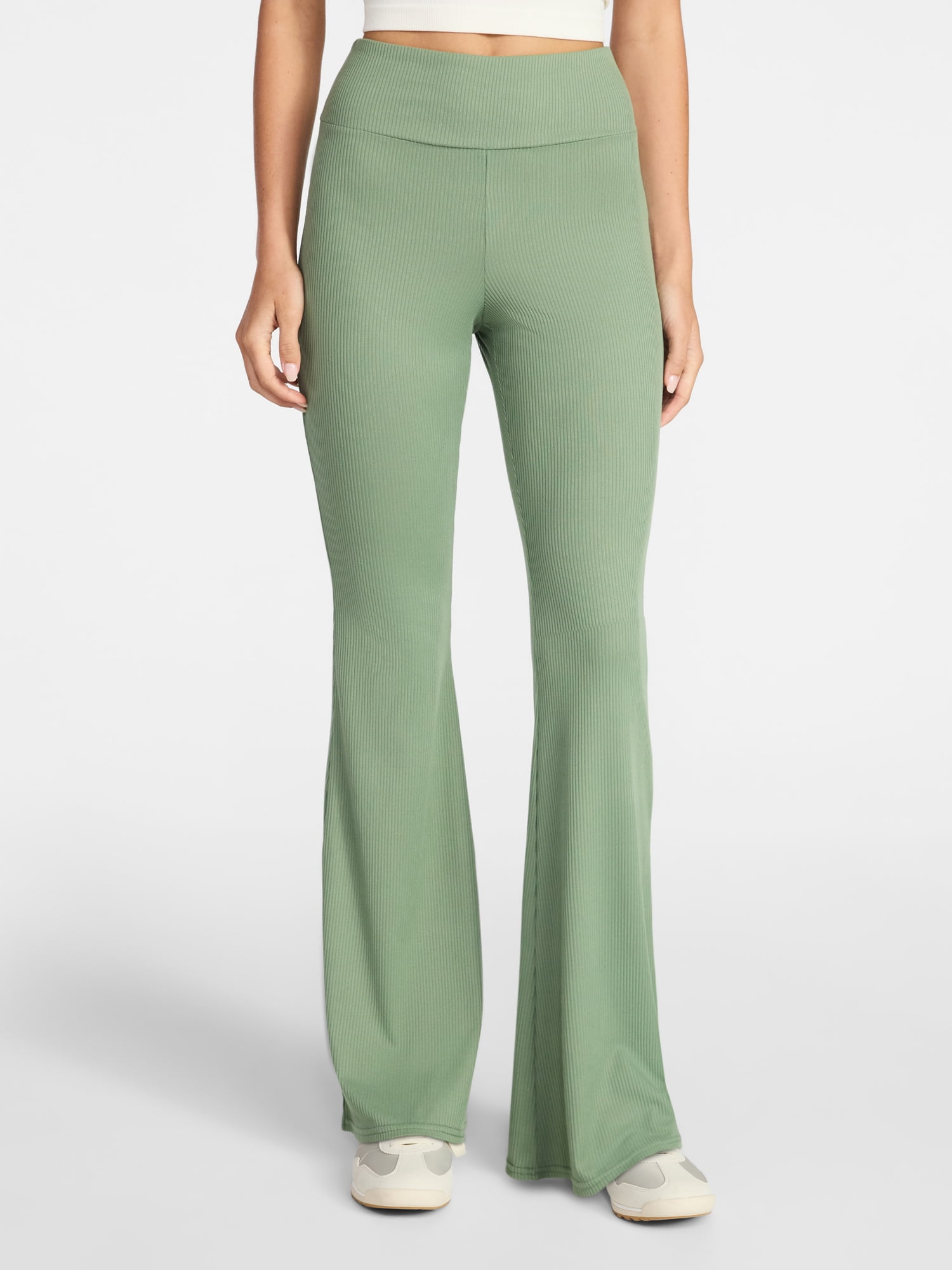 No Boundaries Ribbed Flare Pants, Women's XS-XXL