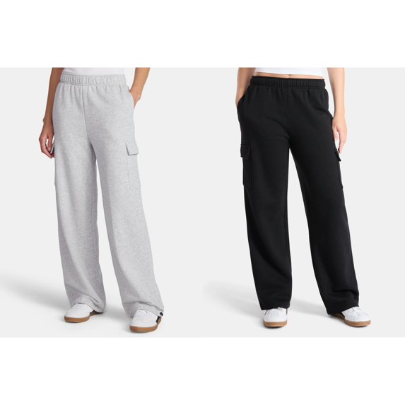 No Boundaries Fleece Cargo Wide-Leg Pants, 30'' Inseam, Women's
