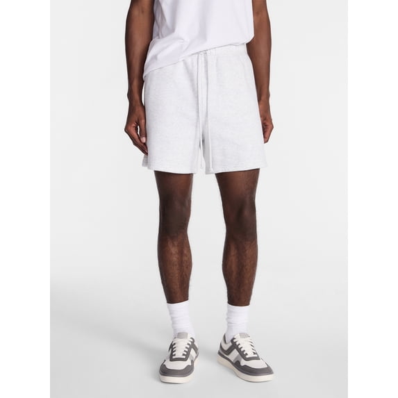 No Boundaries Men's Fleece Jogger Shorts, 6 in Inseam, Men's Sizes XS-5XB, Platinum Grey Heather