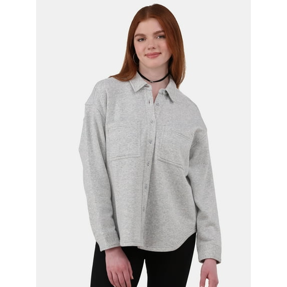 No Boundaries Fleece Shacket, Women's and Women's Plus