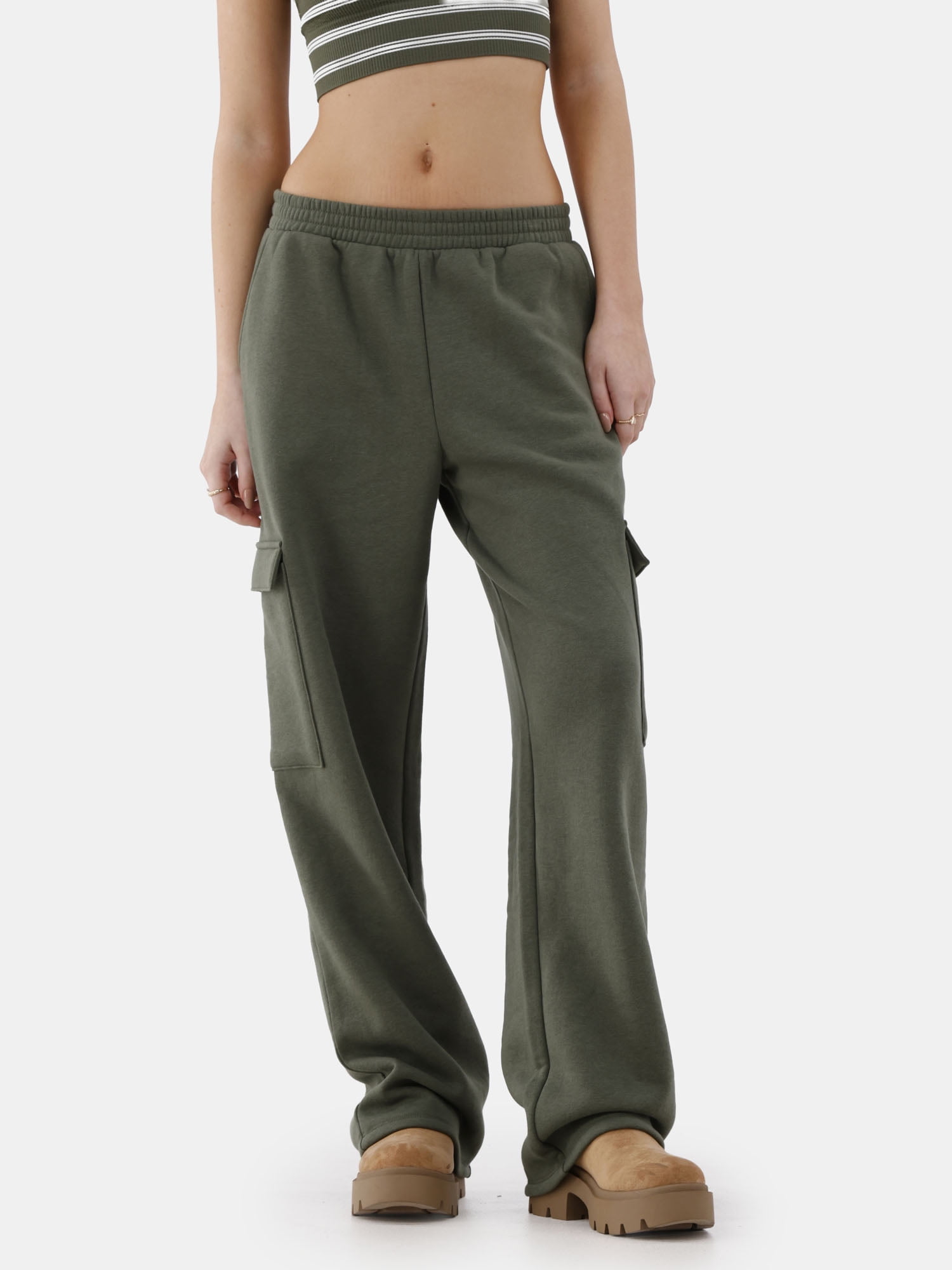 No Boundaries Cargo Fleece Joggers 30'' Inseam Women's Plus