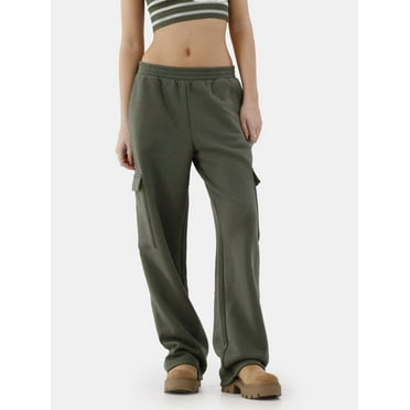No Boundaries Fleece Wide Leg Cargo Pants, Women’s