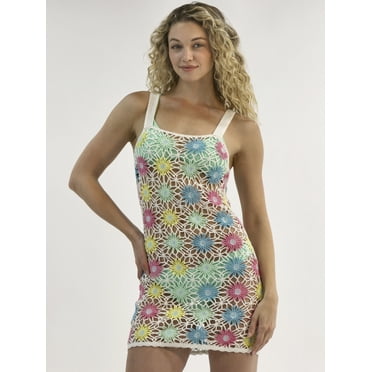 No Boundaries Floral Crochet Coverup Dress, Women's
