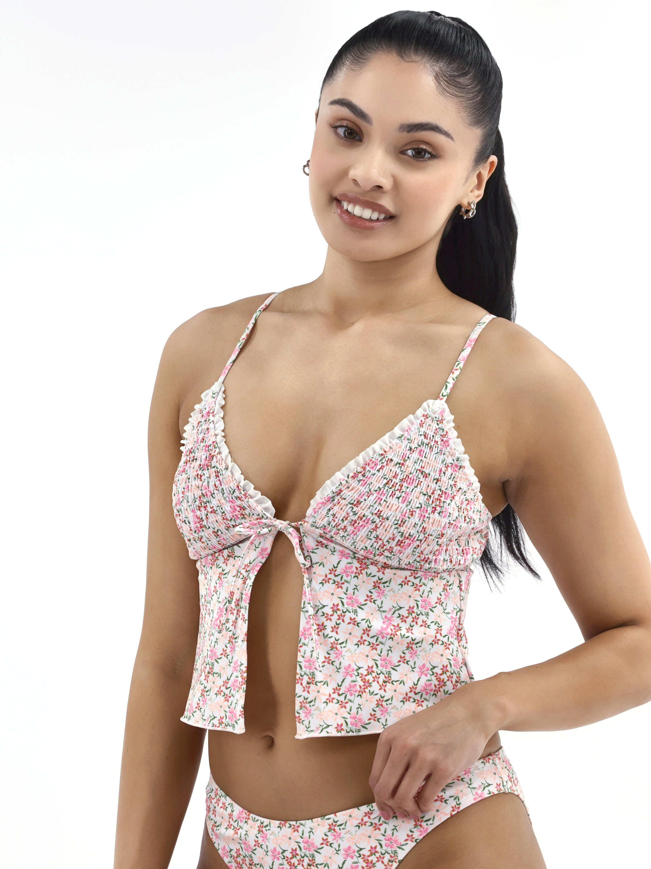 No Boundaries Women's Flyaway Mesh Tankini Swim Tops, Sizes XXS-XXL