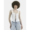 thumbnail image 1 of No Boundaries Flyaway Tie-Front Top with Scallop Lace Trim, Women's, 1 of 5