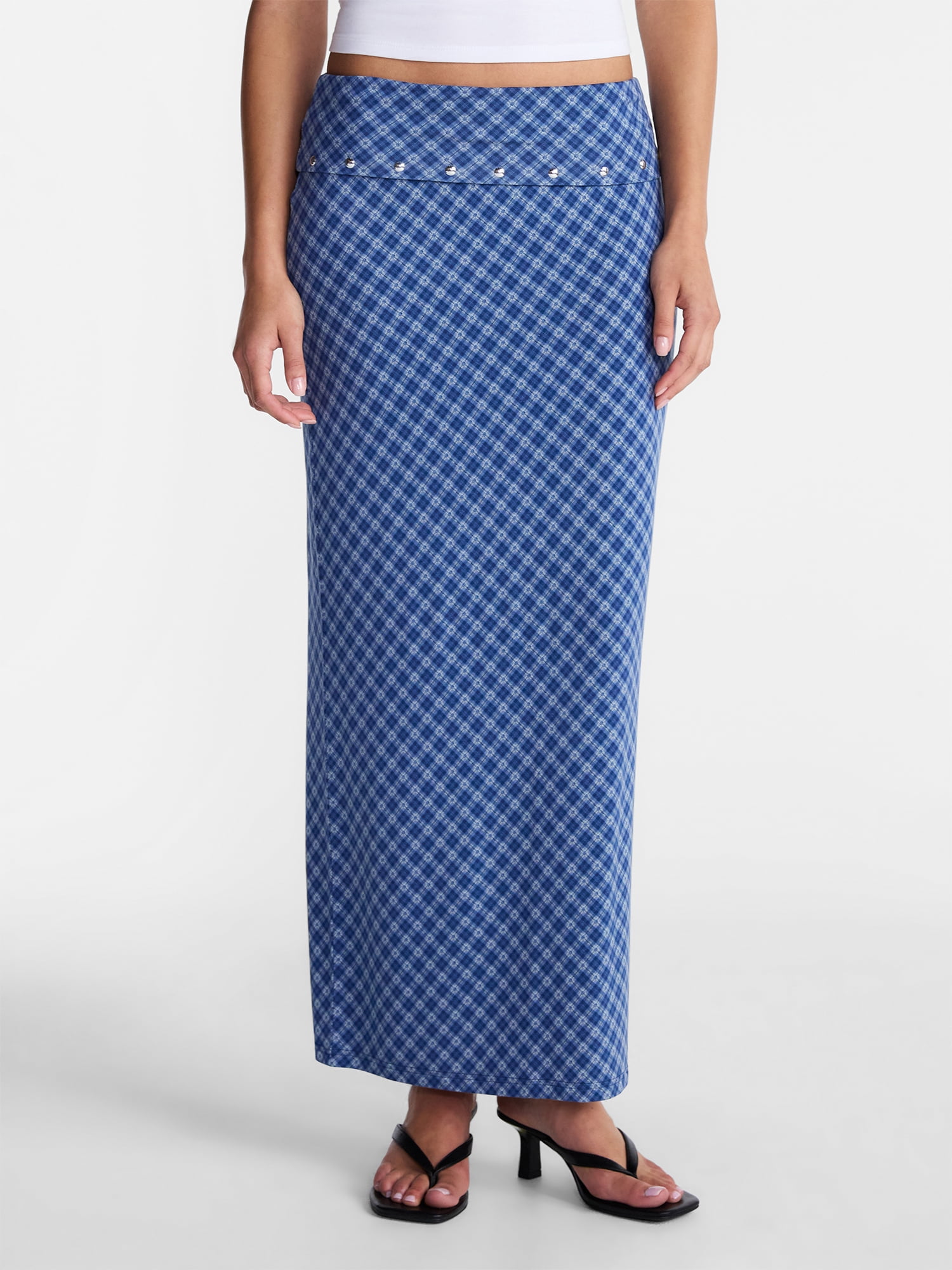 No Boundaries Foldover Knit Maxi Skirt, Women's XXS-XXL