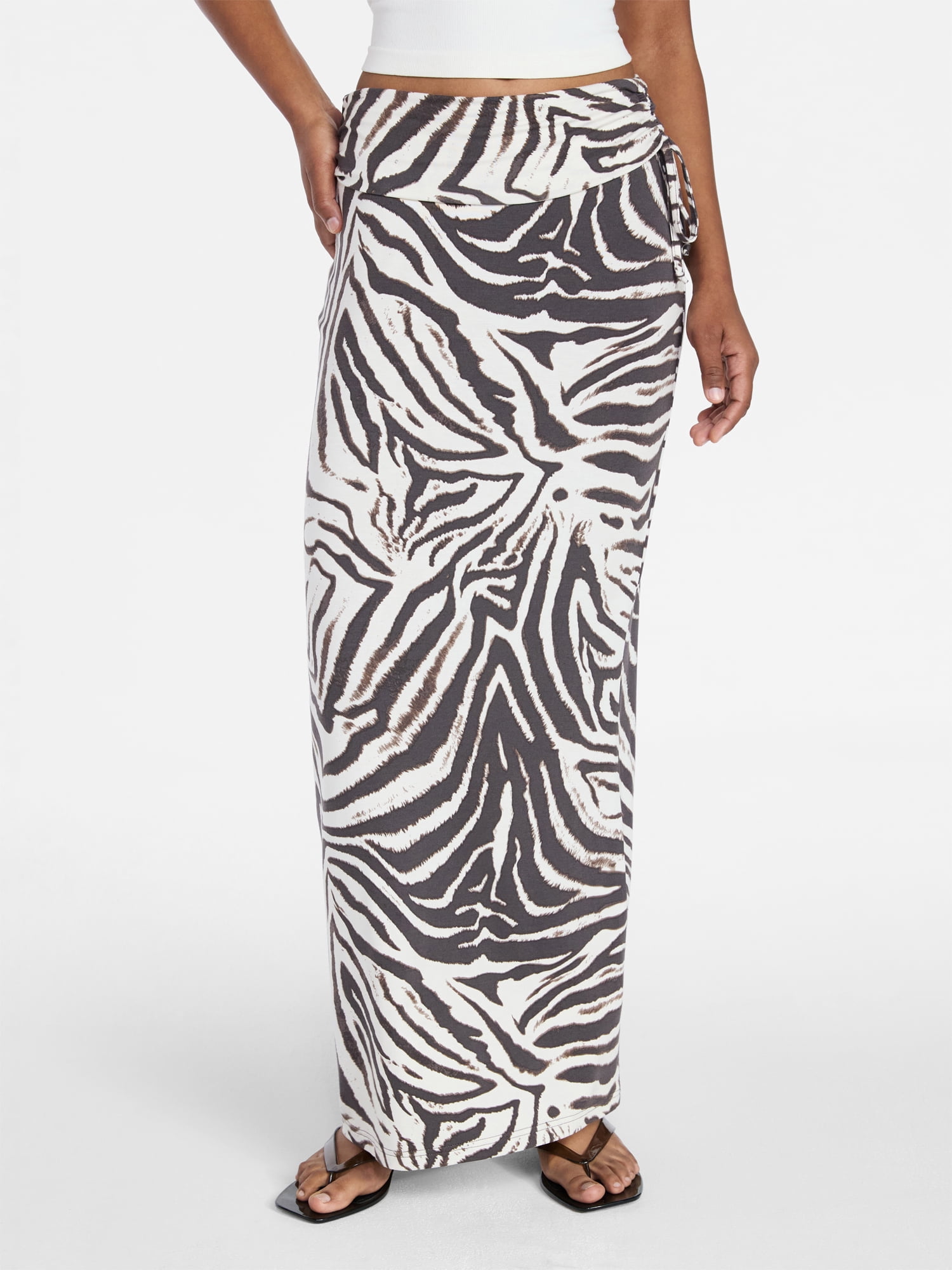 No Boundaries Knit Foldover Maxi Skirt with Side Tie, Women's & Women's Plus XXS-4X