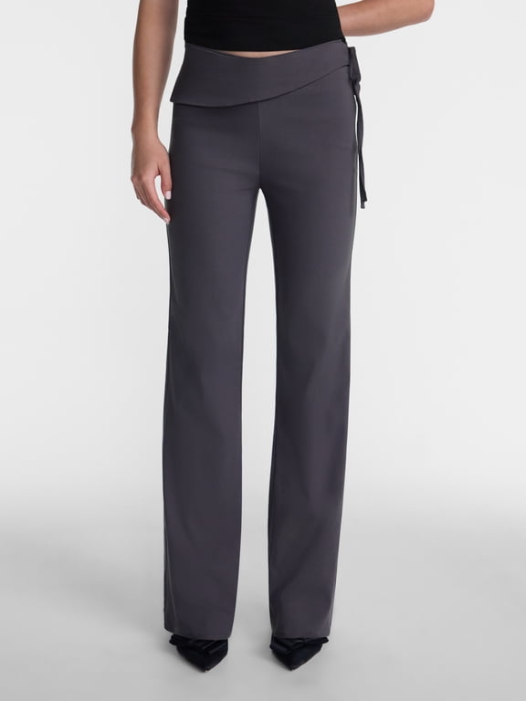 Foldover Side Tie Trousers, 32'' Inseam, Women's XXS-XXL