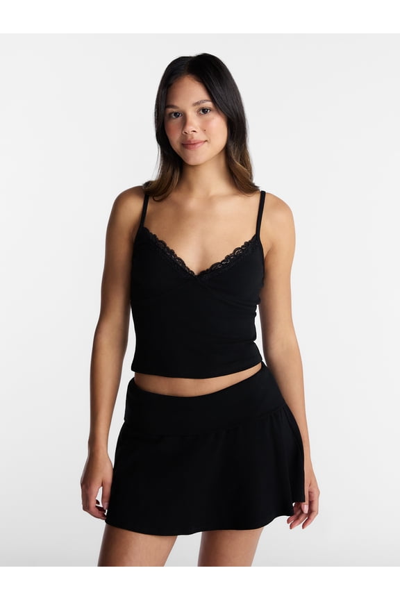 Lace Trim Cami and Foldover Skirt Set, 2 Piece, Women’s XXS-XXL