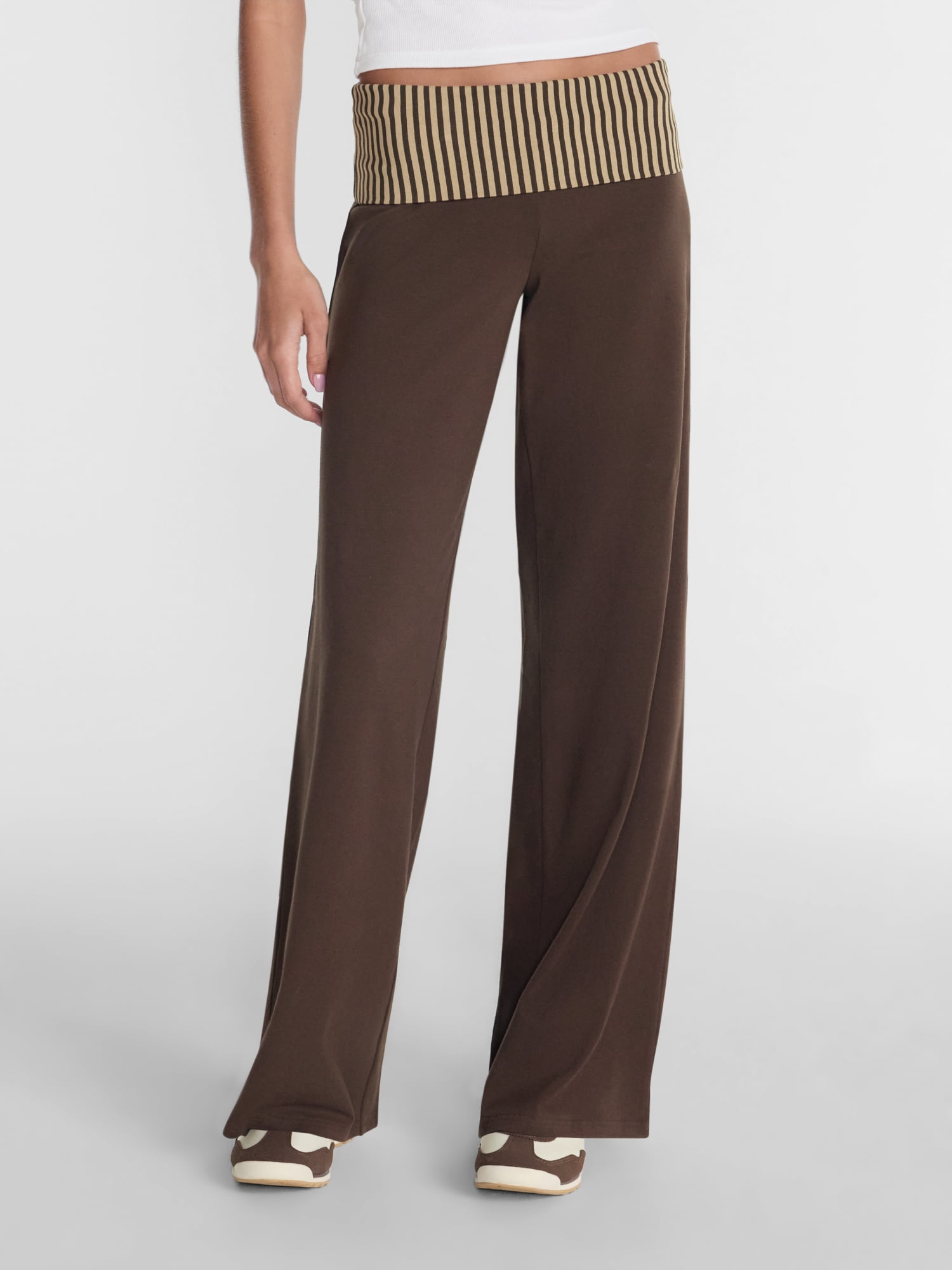 No Boundaries Foldover Wide Leg Pants, 31'' Inseam, Women's XXS-XXL