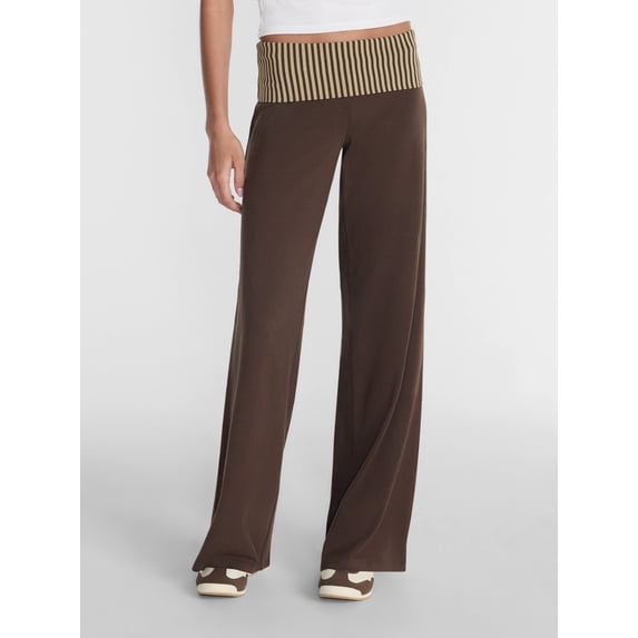 No Boundaries Foldover Wide Leg Pants, 31'' Inseam, Women's XXS-XXL