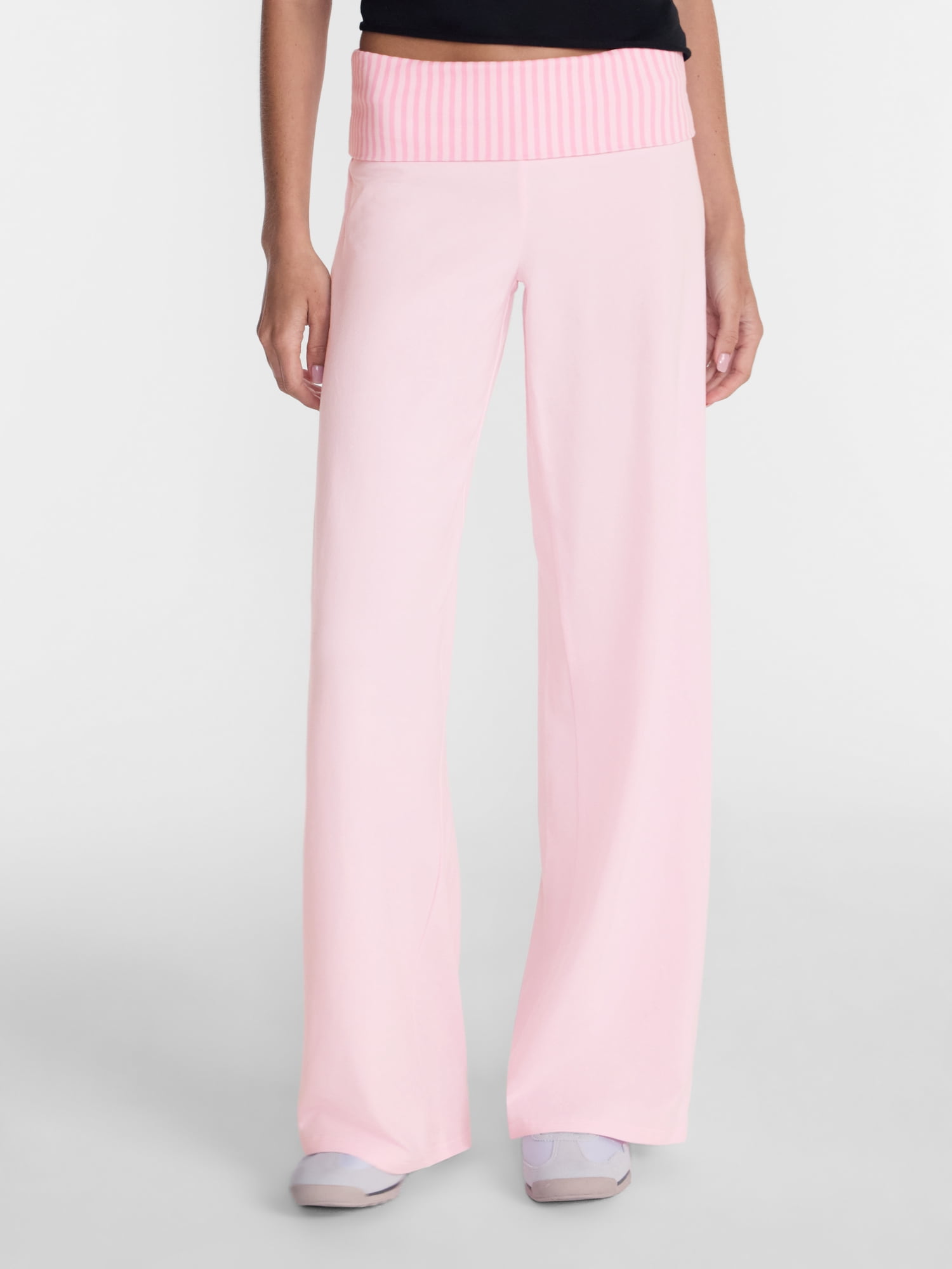 No Boundaries Foldover Wide Leg Pants, 31'' Inseam, Women's XXS-XXL