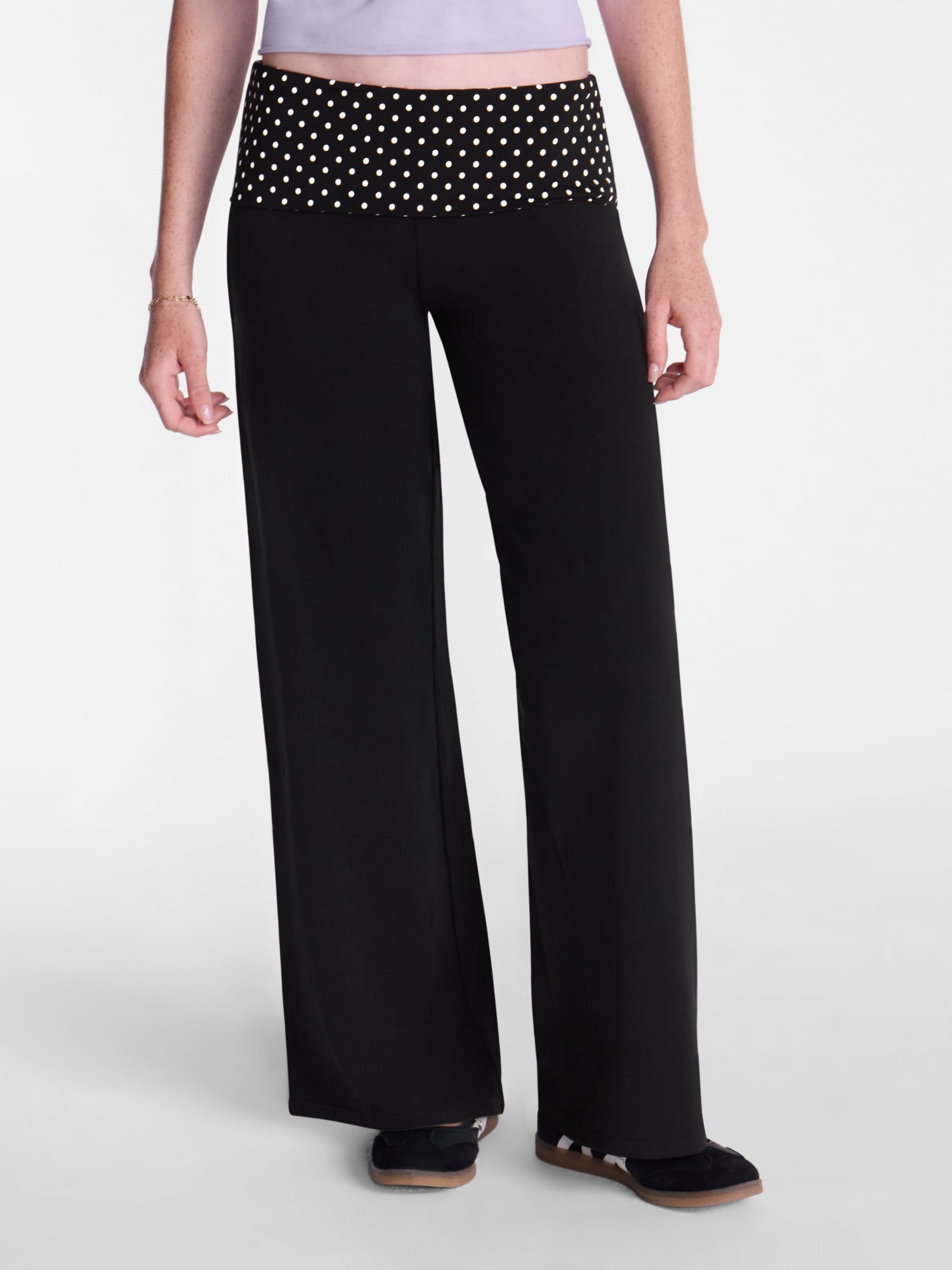 No Boundaries Foldover Wide Leg Pants, 31'' Inseam, Women's XXS-XXL