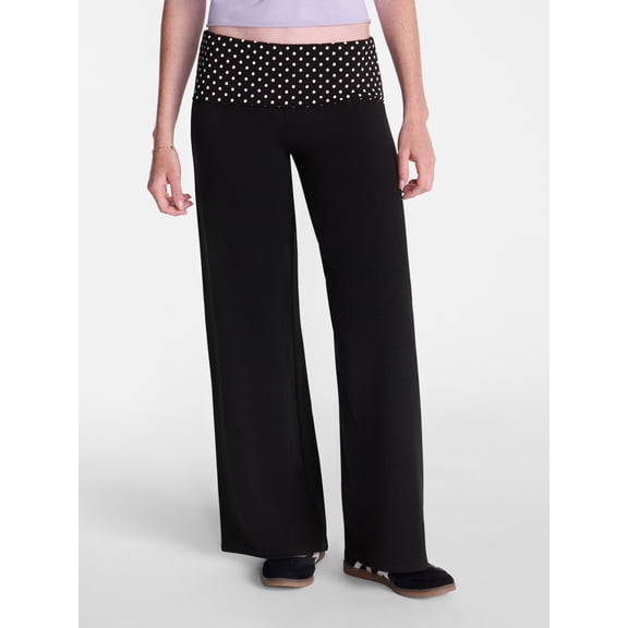 No Boundaries Foldover Wide Leg Pants, 31'' Inseam, Women's XXS-XXL
