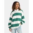 thumbnail image 1 of No Boundaries French Terry Rugby Polo Top with Long Sleeves, Women's, 1 of 5