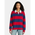 thumbnail image 1 of No Boundaries French Terry Rugby Polo Top with Long Sleeves, Women's, 1 of 5