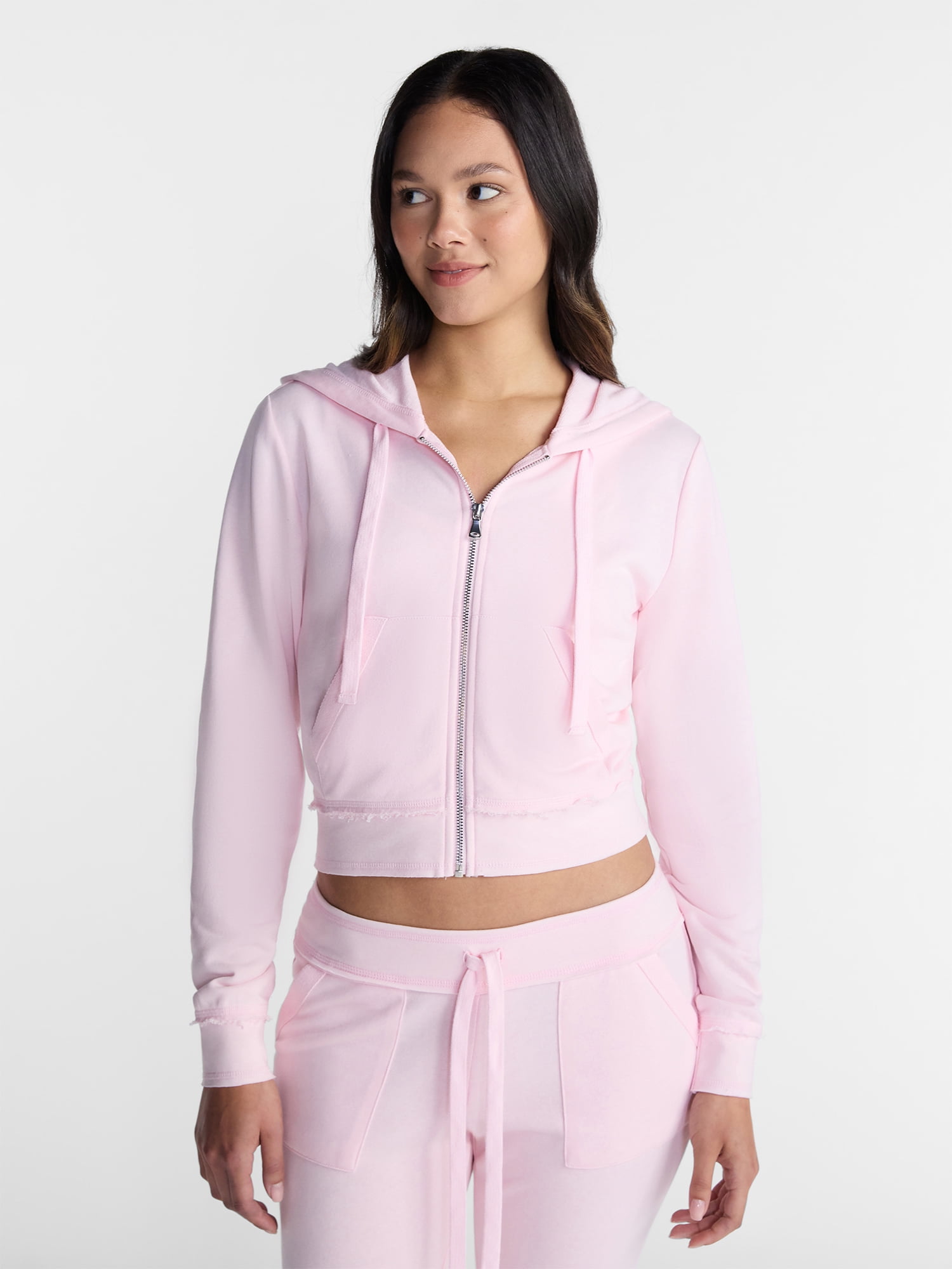 No Boundaries French Terry Zip-Up Hoodie Jacket, Women's Sizes XXS-XXL