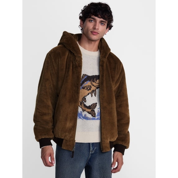 No Boundaries Fur Full Zip Hoodie Jacket, Men's Sizes XS-4XLT