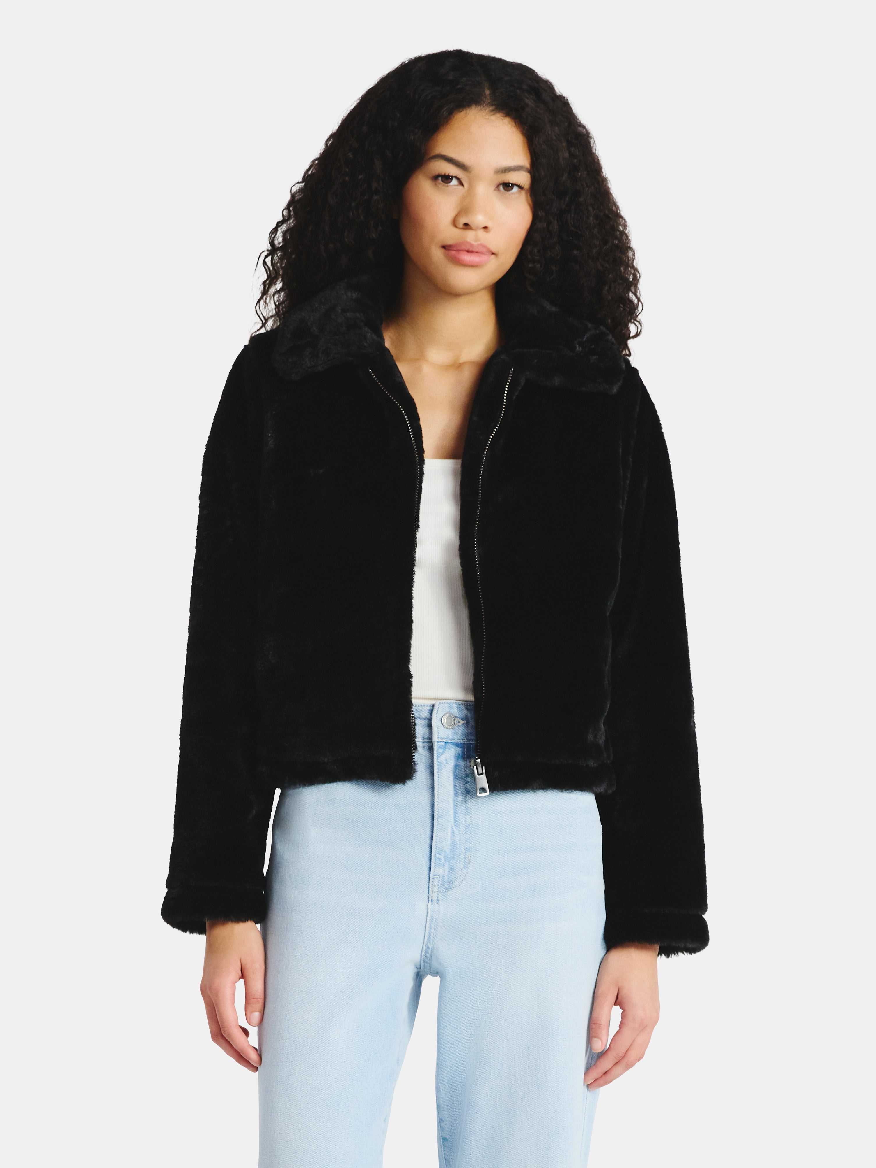 No Boundaries Faux Fur Jacket, Women's